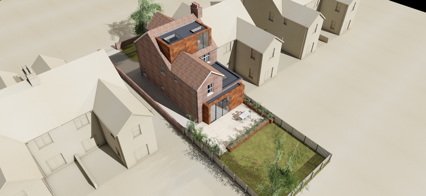 Contemporary rear extension, loft conversion, corten steel, full height glazing