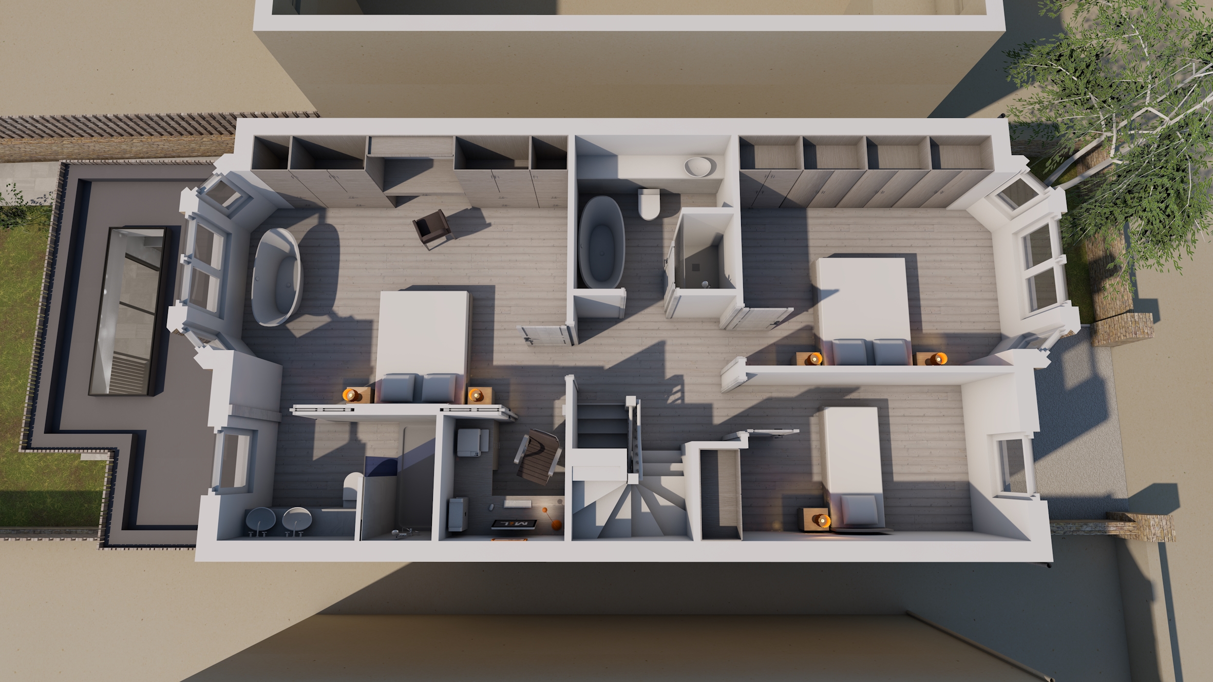 Feature bath, internal re-organisation, en-suite