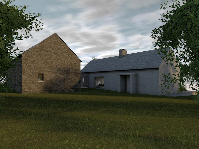 Stone barn conversion, chimney, stone walls